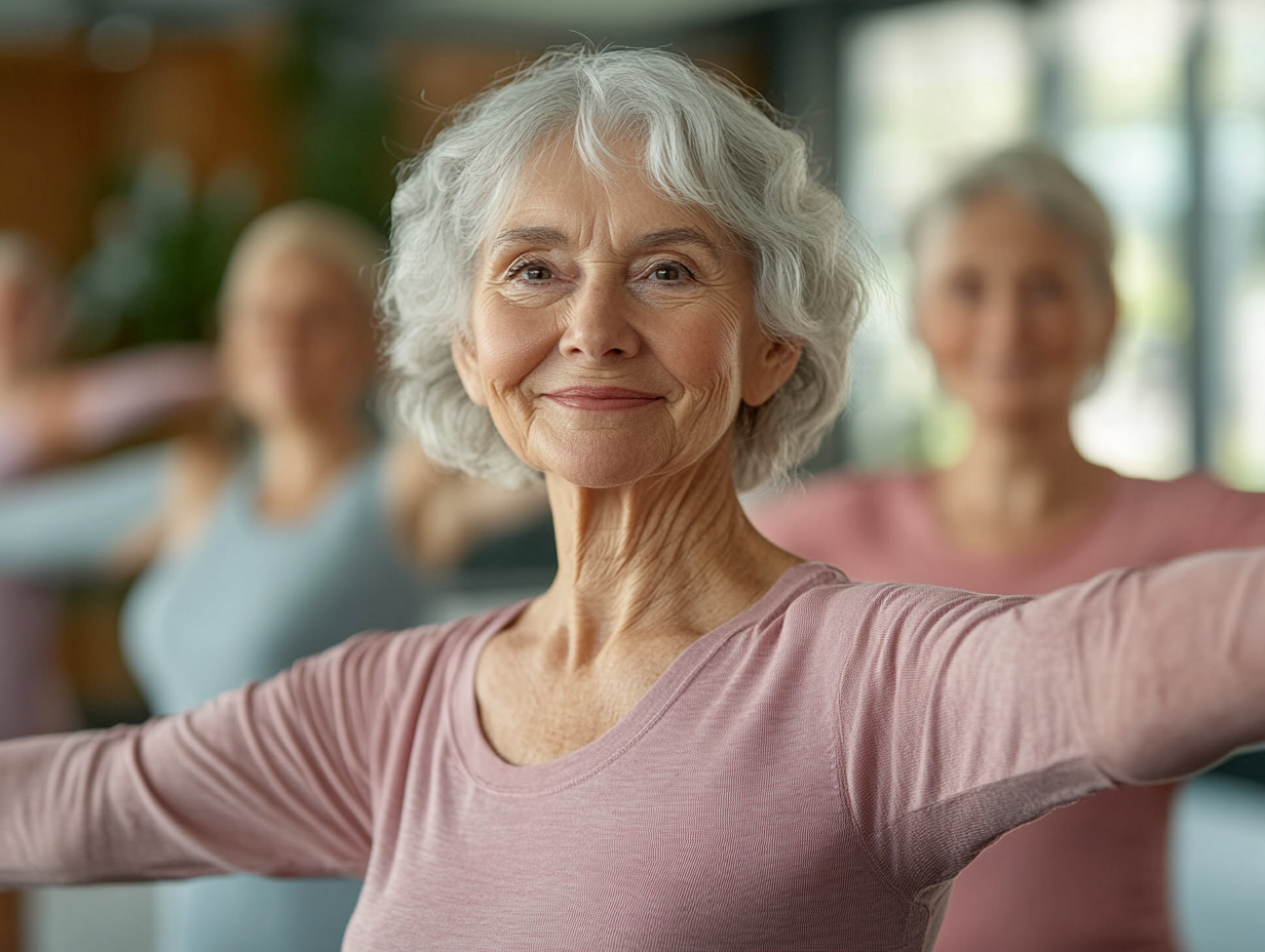 Група активних людей 50+ на тренуванні